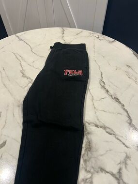Polo by Ralph Lauren Black Sweat Joggers with Red Polo Patch